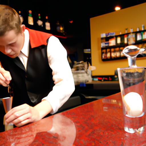 The skilled bartender serves up delicious drinks to casino-goers.